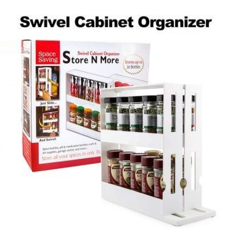 Slide Out Cabinet Kitchen Storage Cupboard Spice Rack Holder Swivel Organizer