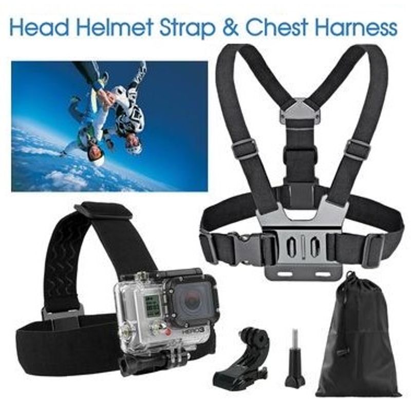 Free Shipping Head Helmet Strap Chest Harness Mount GoPro 9 8 7 6 5 Go Pro Accessorises Chesty