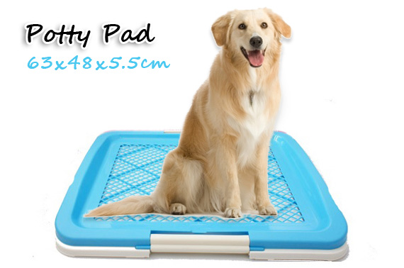 Indoor Pet Potty Pad - 2 Tier Dog Toilet Training Tray 63 x 48 x 5.5cm