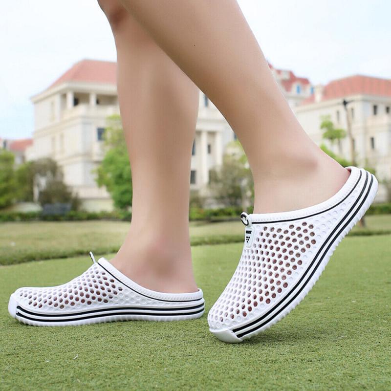 Mens Womens Slip On Slippers Hollow Beach Sandals Clogs Garden Flat Shoes Casual