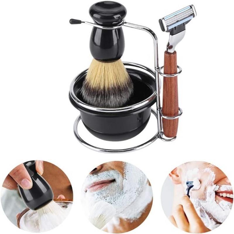4 Piece Shaving Brush Set Shaving Set, Feel Comfortable Manual Shaver