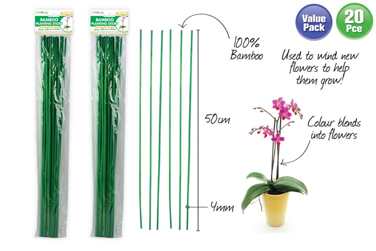 20pc Bamboo Planting Sticks 50cm