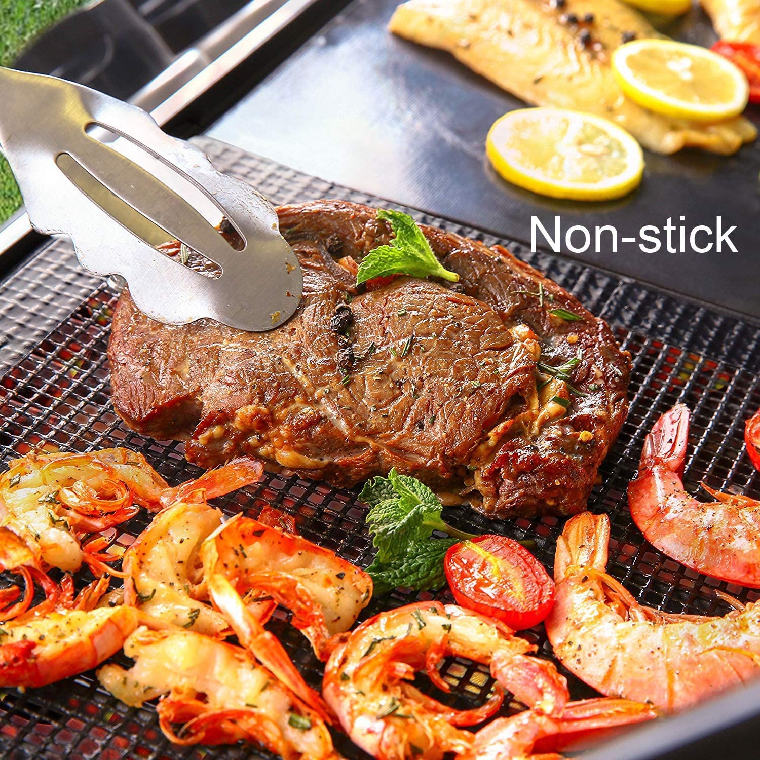Free Shipping 2PCS Mintiml Charcoal BBQ Grill Mesh Mat NonStick