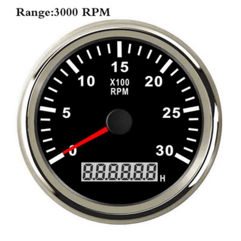 85mm Boat Marine Tachometer Diesel Engine Tacho Gauge 3000 RPM w/ Hourmeter