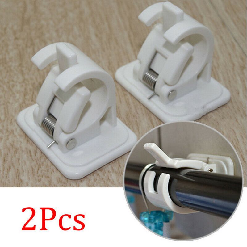 2Pcs Plastic Curtain Rods Bracket Hanger Crossbar Curtain Clips Wall ...