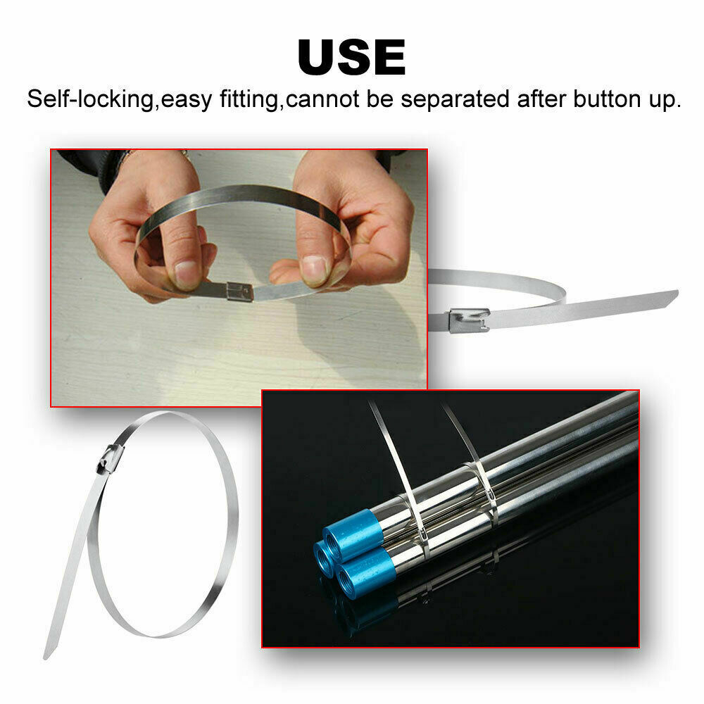 Stainless Steel Cable Ties SS 304 Marine Grade Zip Strap Locking Wrap 150MM