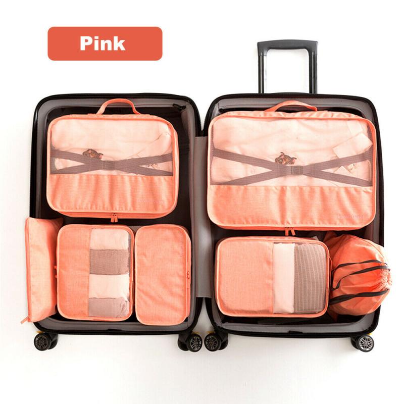 7Pcs Packing Cubes Travel Pouches Luggage Organiser Clothes Suitcase  Storage Bag