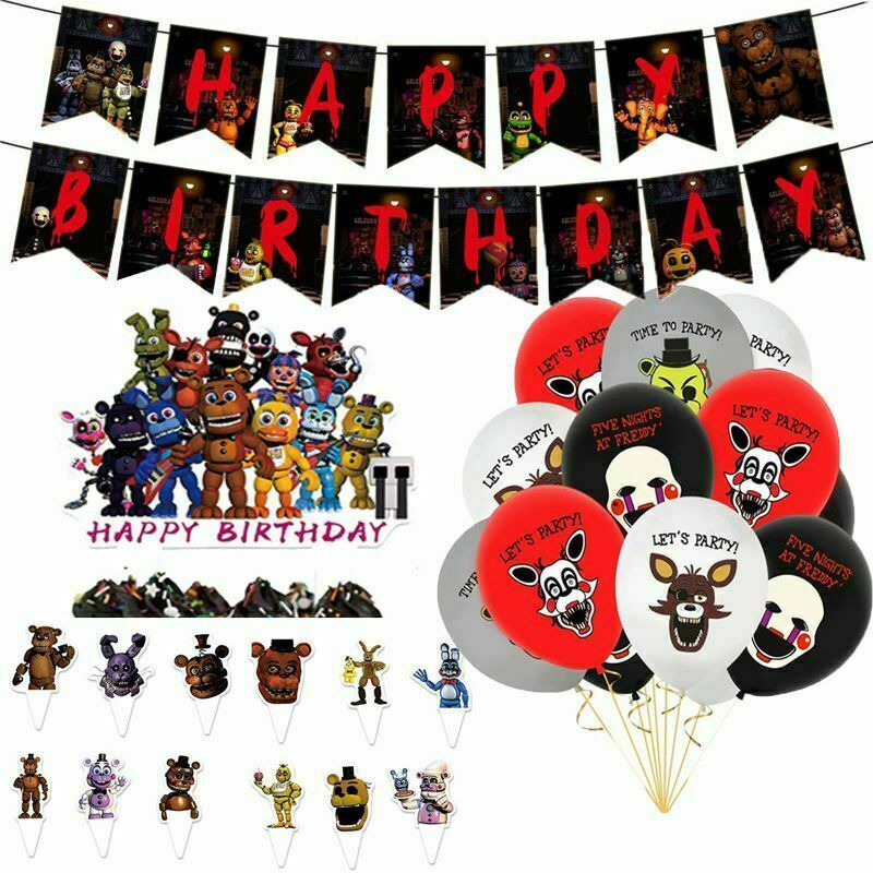 Five Nights At Freddy's FNAF Birthday Party Decor Supplies Set Banner  Balloon.