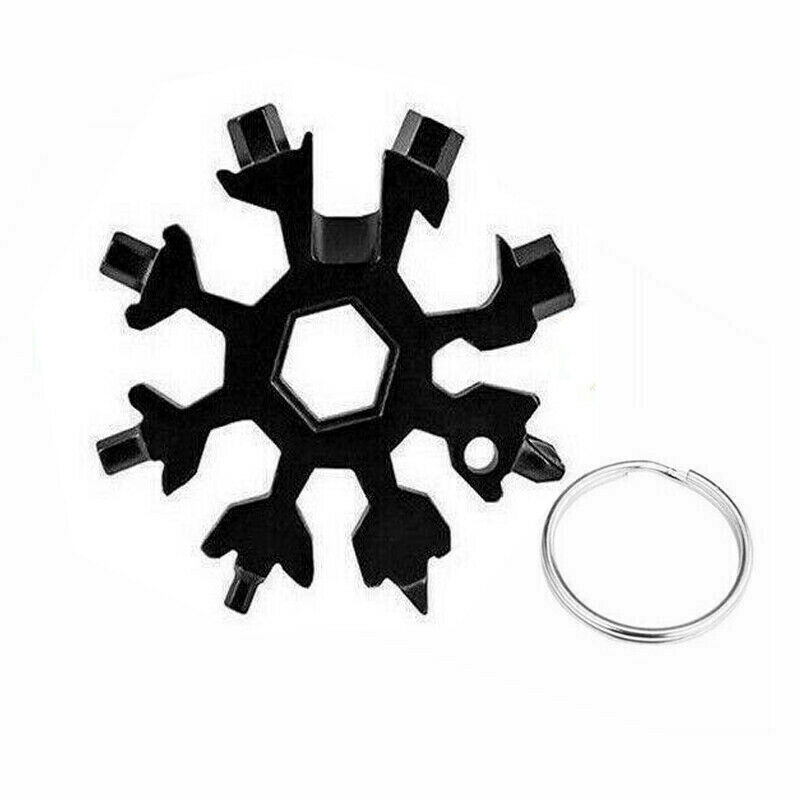 Free Shipping 18 In 1 Stainless Tool MultiTool Portable Snowflake Shape Key-Chain Screwdriver Black