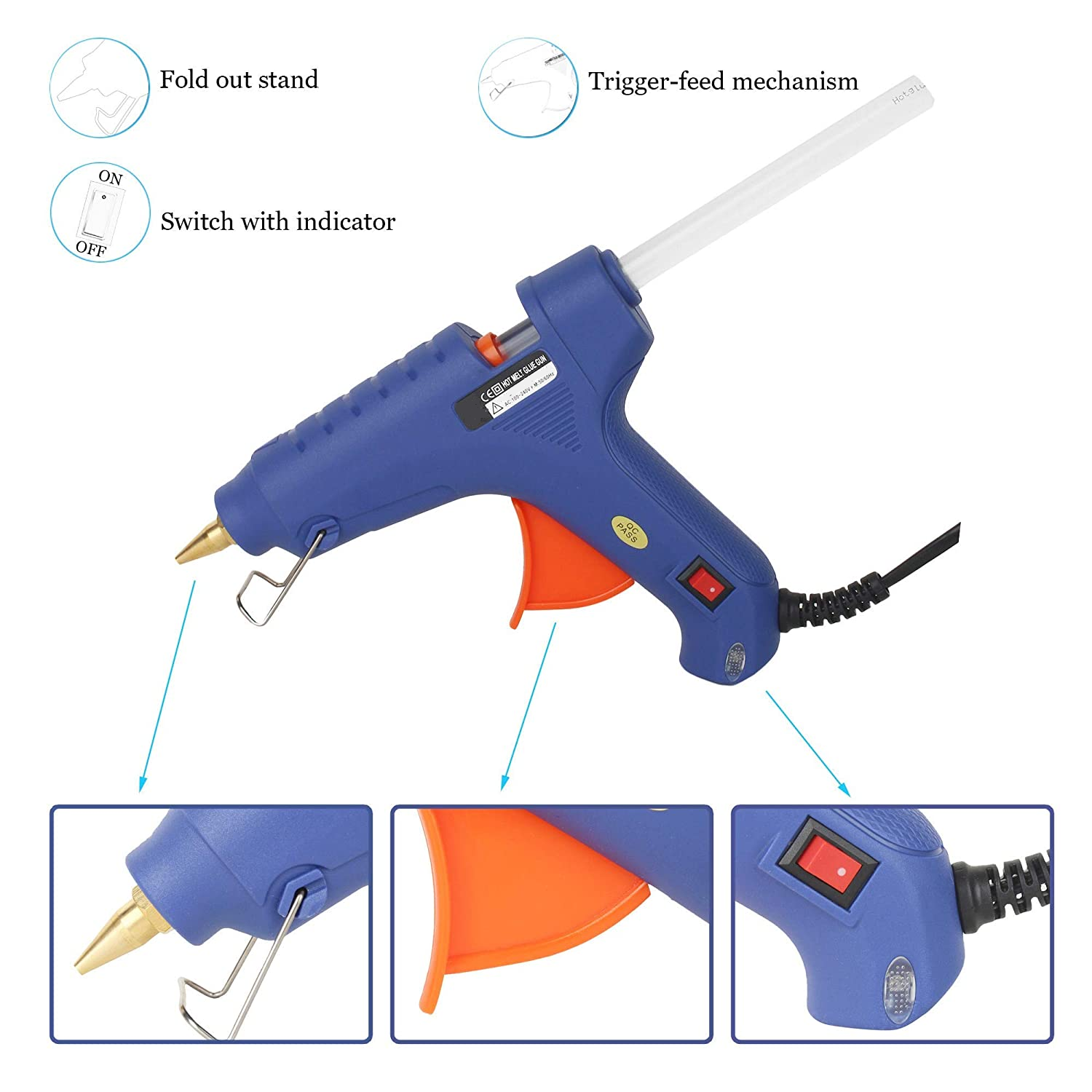 Electric Hot Melt Glue Gun Trigger Adhesive Sticks Craft DIY Hobby