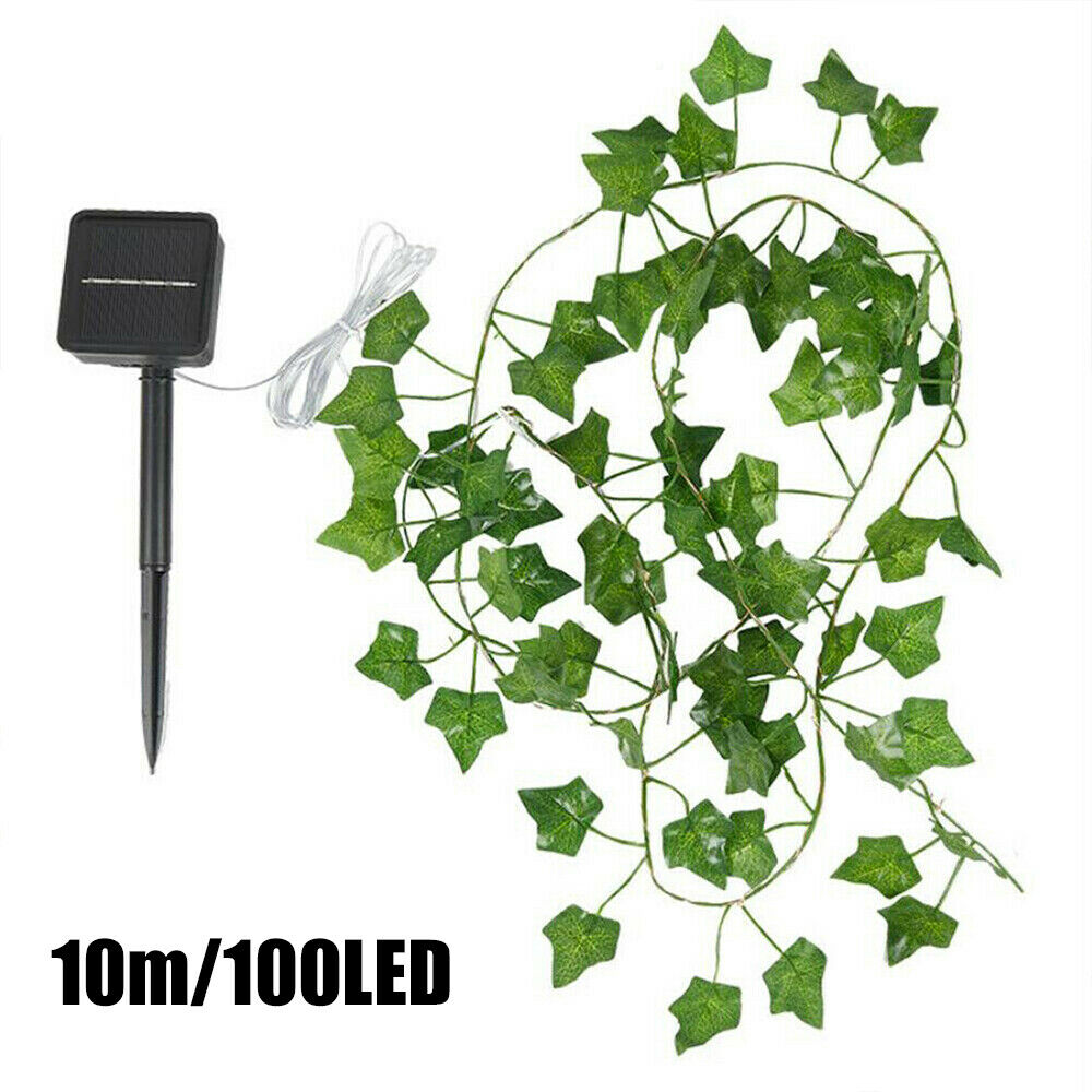 10m 100 LED Solar Powered Ivy Fairy String Lights Garden Outdoor Wall Fence Light