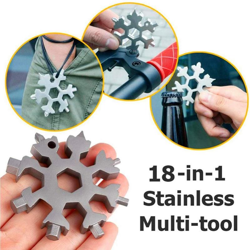 18-In-1 Snowflake Shape Multi Tool Stainless Steel Portable Tool - 2 Pack