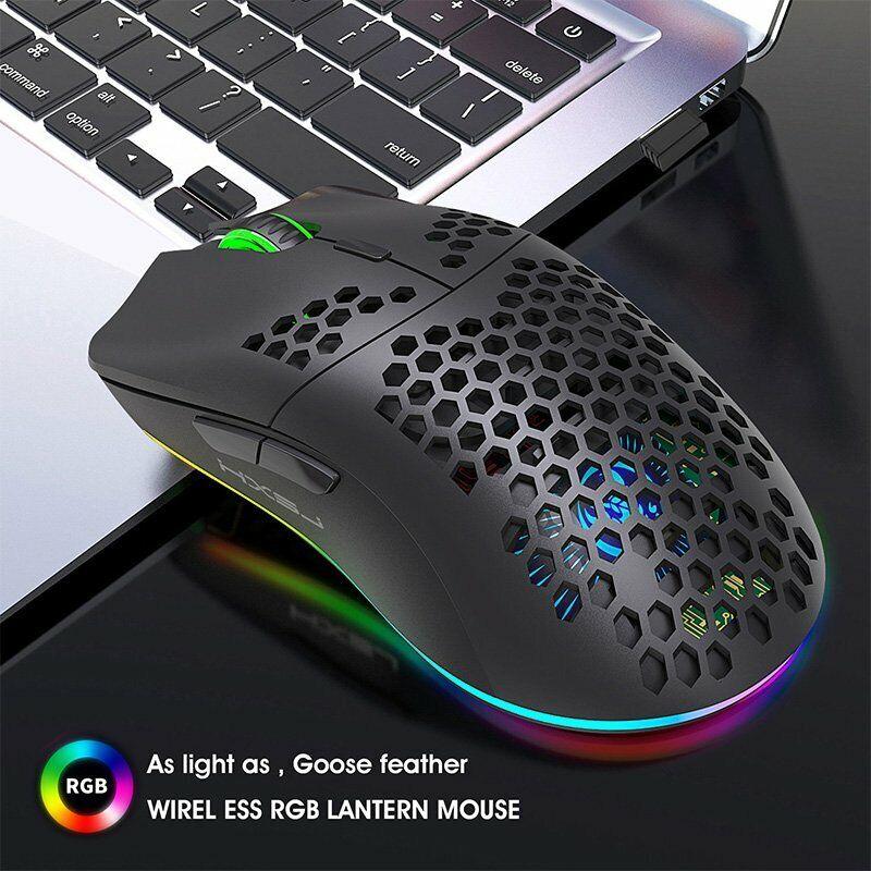 Wireless Gaming Mouse 2.4GHz RGB LED Light Mice Honeycomb Laptop Mouse
