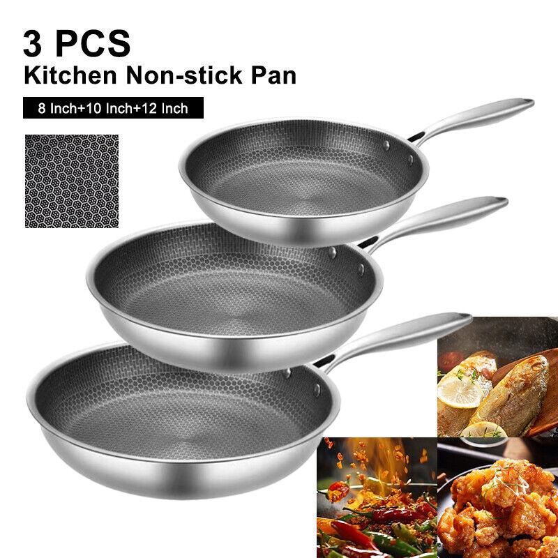 Nonstick 3-Piece Fry Pan Set, 8, 10 and 12-Inch Frying Pans