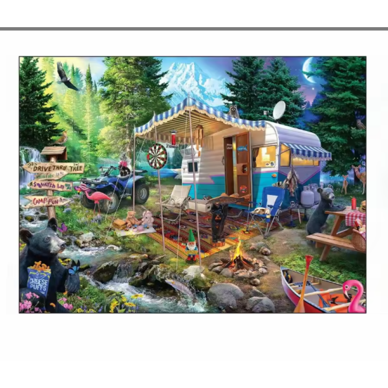 Free shipping 38x26cm 300pcs Paper Jigsaw Puzzle Dining Car Design Challenging Gift Decor