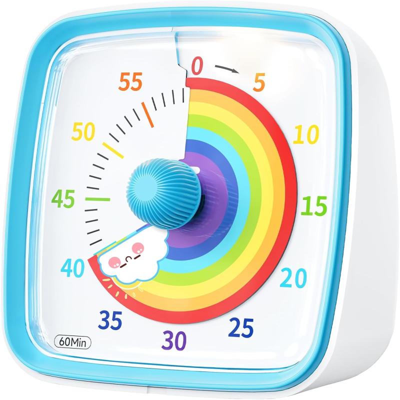Visual Timer with Night Light, 60-Minute Rainbow Countdown Timer for Kids