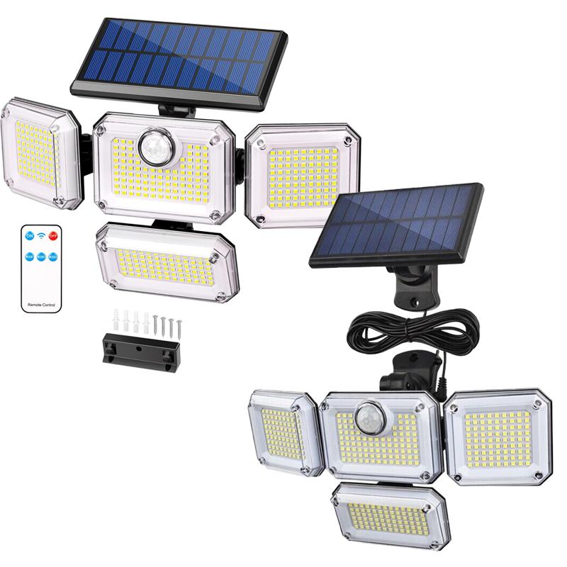 4 Head Solar Motion Sensor Light Outdoor Garden Wall Security Flood Lamp INTERGRATED