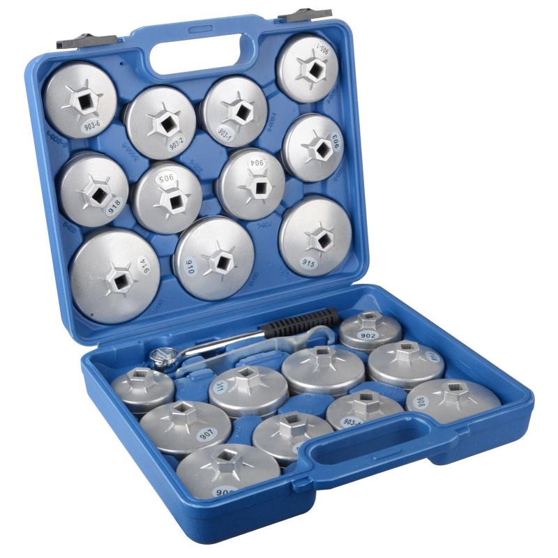 23Pcs Cup Type Aluminium Oil Filter Wrench Removal Socket Remover Tool Set Kit