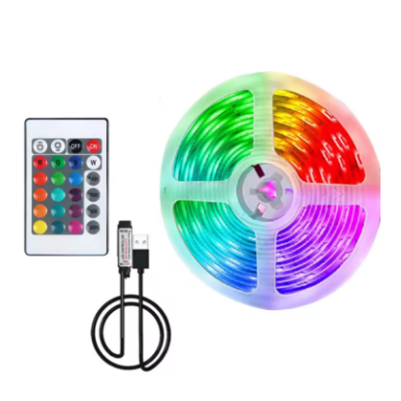 5V RGB LED Strip Light with Remote Emitting Color:24K-IR Length:1m