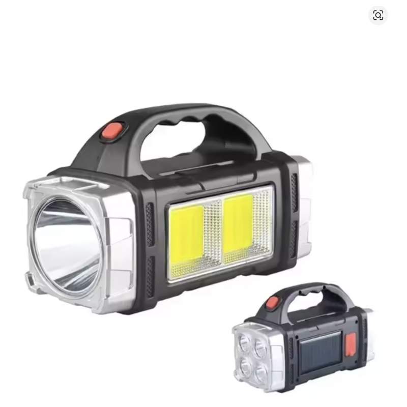 2COB Silver 2024 Powerful USB Solar Rechargeable LED Flashlight Portable Torch