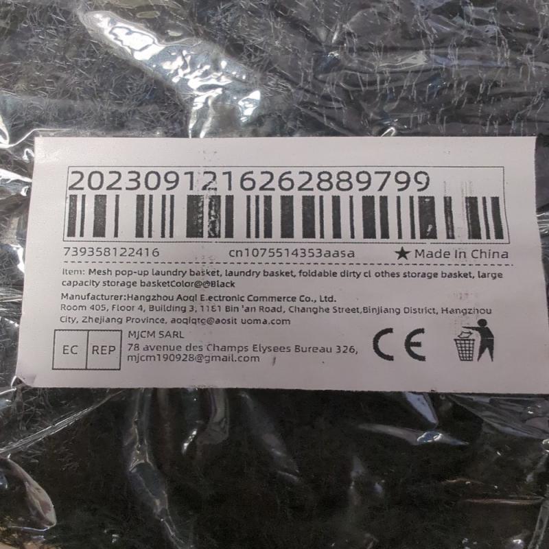 Black Mesh Pop-up Laundry Basket Foldable Dirty Clothes Large Storage Basket