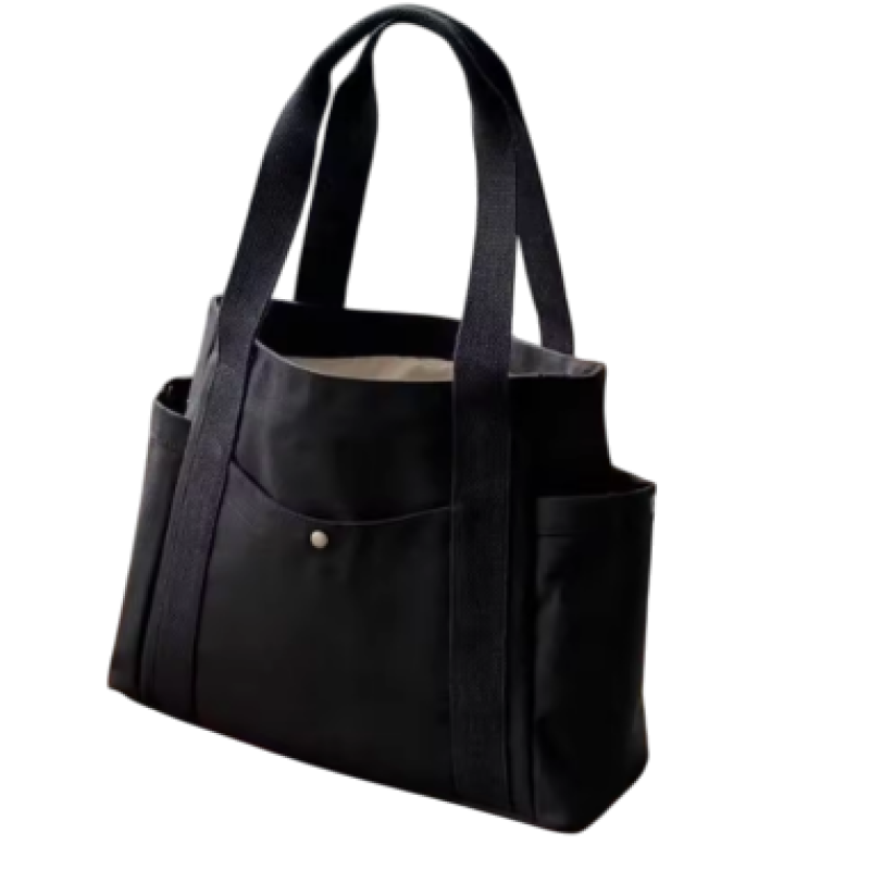 Black   Large Canvas Shoulder Bag Tote for Work, College, and Shopping