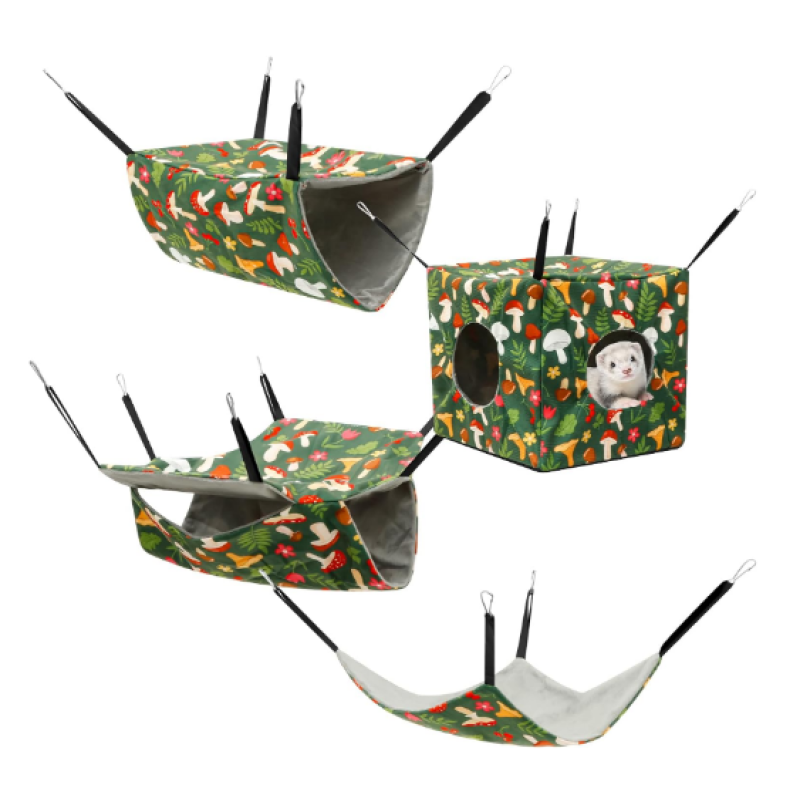  Green-4Pcs  4Pcs Small Pet Hammock Set for Hamsters, Ferrets & Guinea Pig