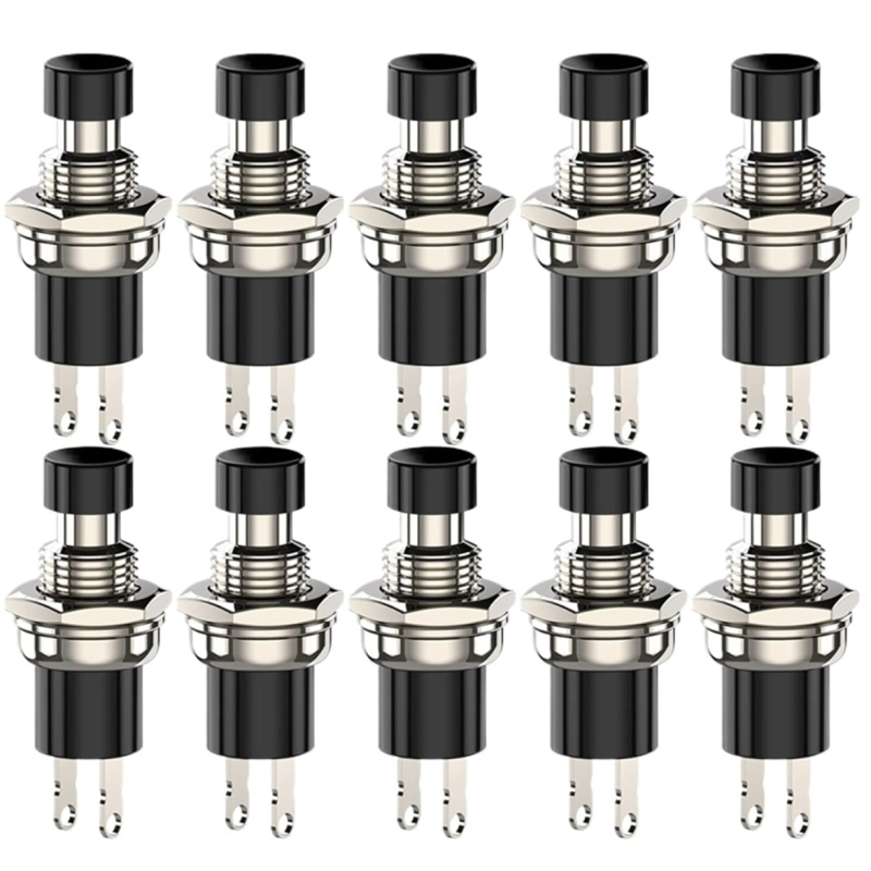 Black 10pcs Momentary Push Button Switch 3A 220VAC SPST Mini NO Reset