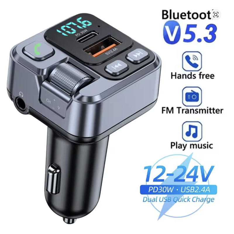 HM101 Car Bluetooth Receiver USB PD20W Fast Charging FM Transmitter Adapter