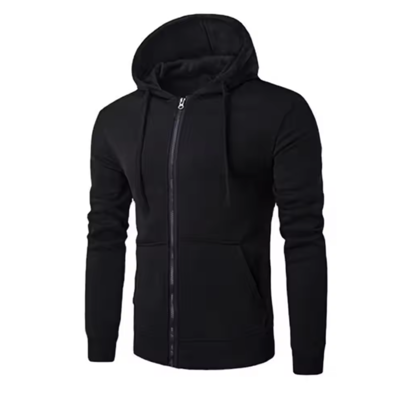 Black Autumn Men’s Slim Fit Hoodie Long Sleeve Zipper Sweatshirt Jacket