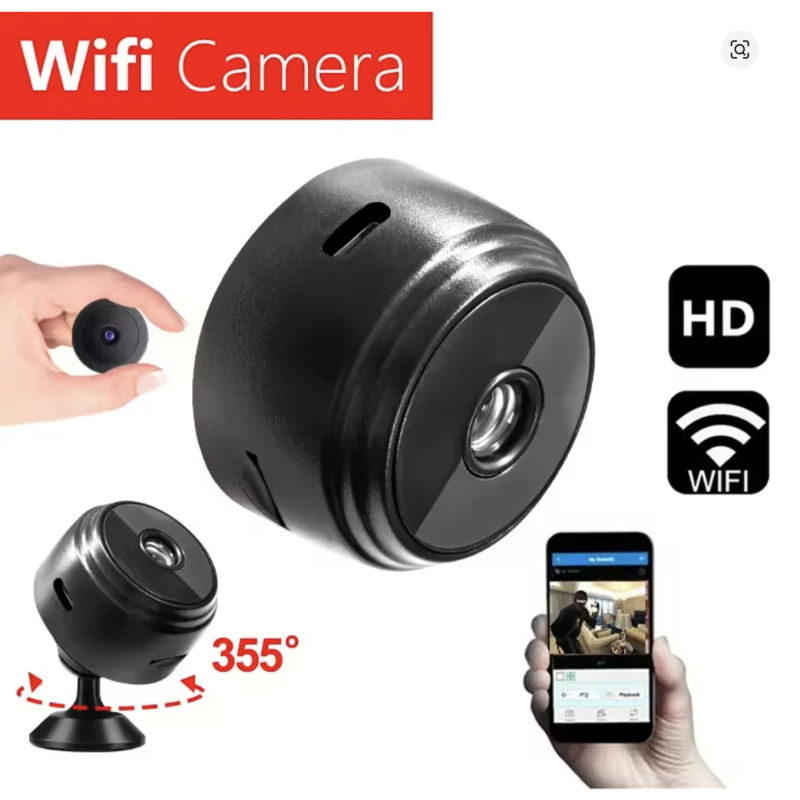 Black A9 2MP Mini WiFi Wireless Security Camera for Smart Home Monitoring