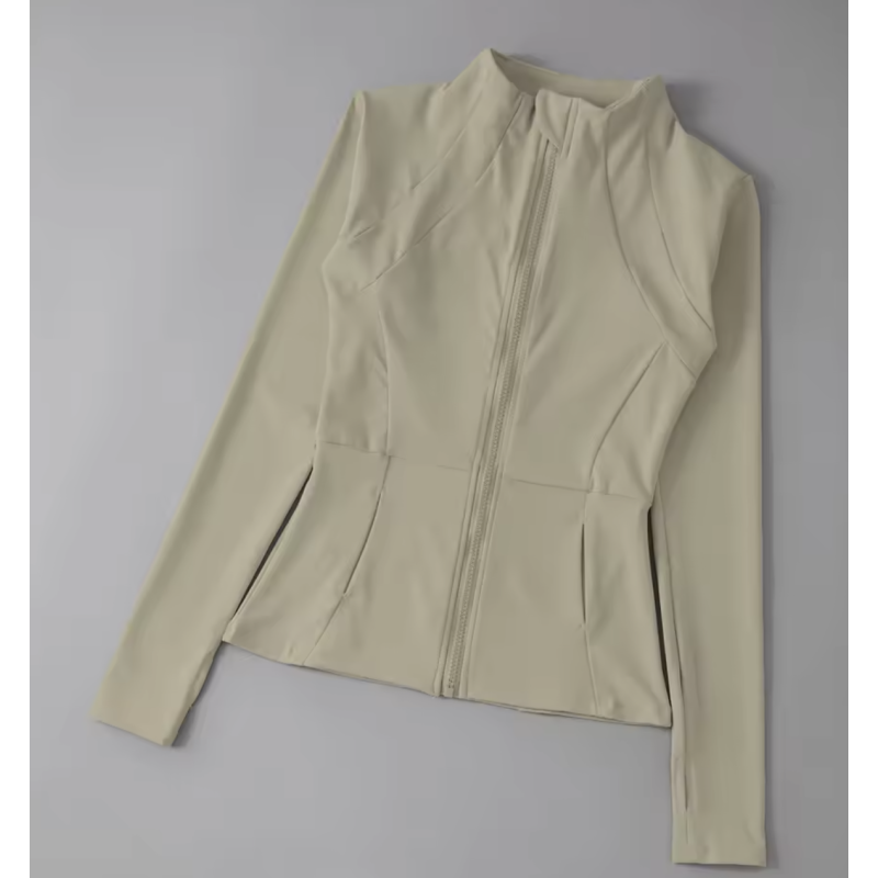 Ivory S Women’s Yoga Top Long Sleeve High Elastic Stand-Up Collar Fitness Wear