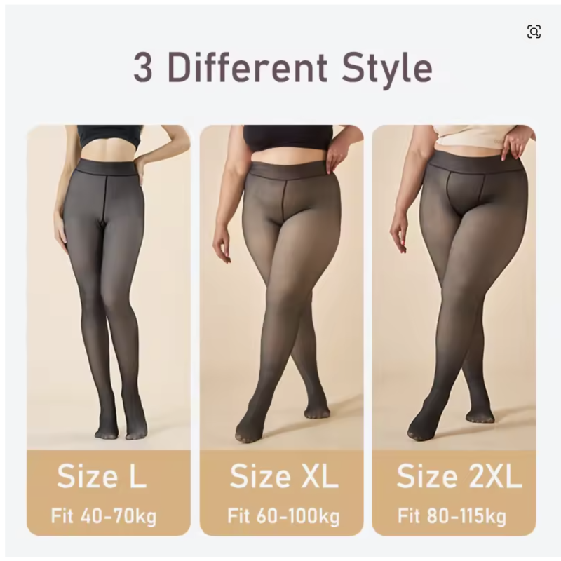 Black 80gL Women’s Thermal Pantyhose – Thick High Waist Winter Tights, 40–70kg