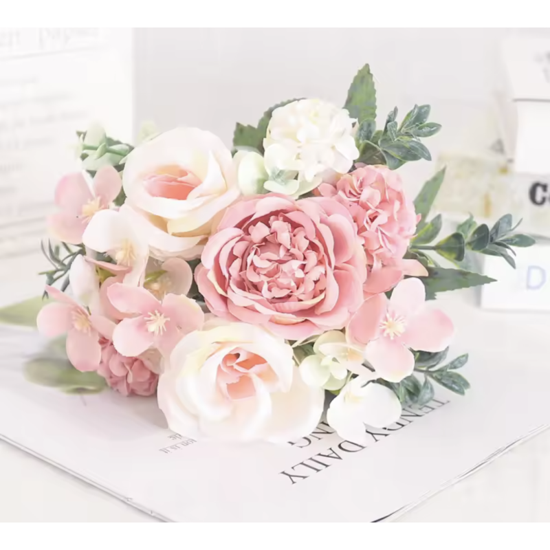 Pink Artificial Silk Peony Hydrangea Flower for Home Wedding Decor