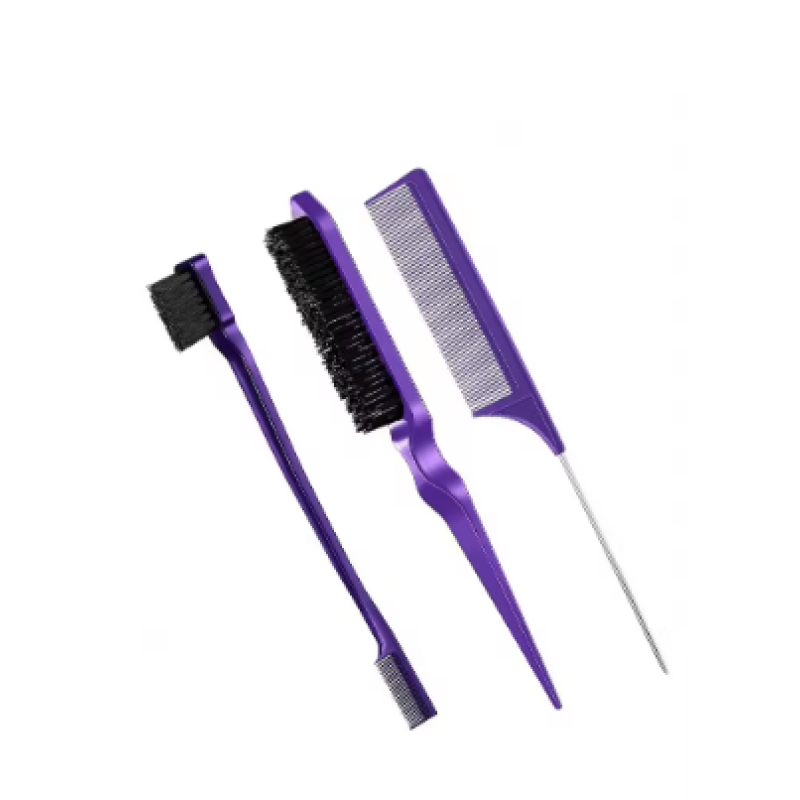 3-Piece Hair Styling Comb Set with Tail and Edge Brush