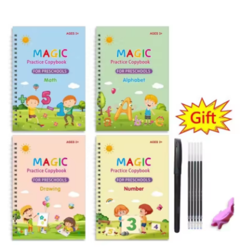 4PCs sets 4PCS Reusable Kids Calligraphy Practice Copybook