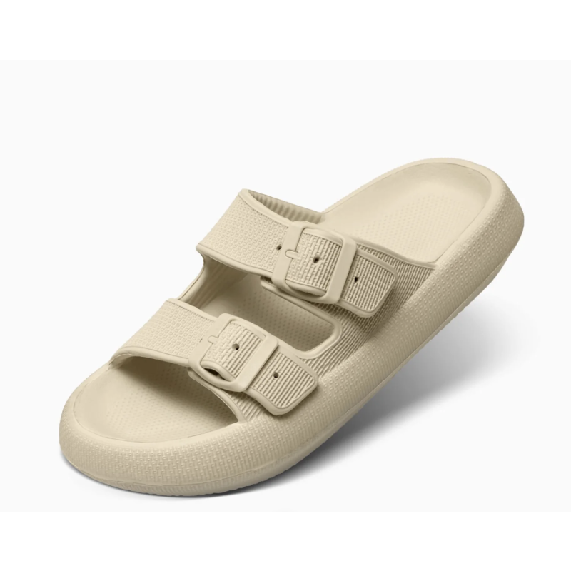 Oat Latte 42–43 Cloud Slides Cushioned EVA Sandals with Adjustable Buckles