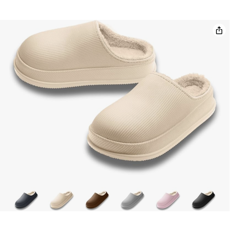 Beige 44–45 Original Fur Slippers for Men & Women – Warm, Waterproof, Non-Slip