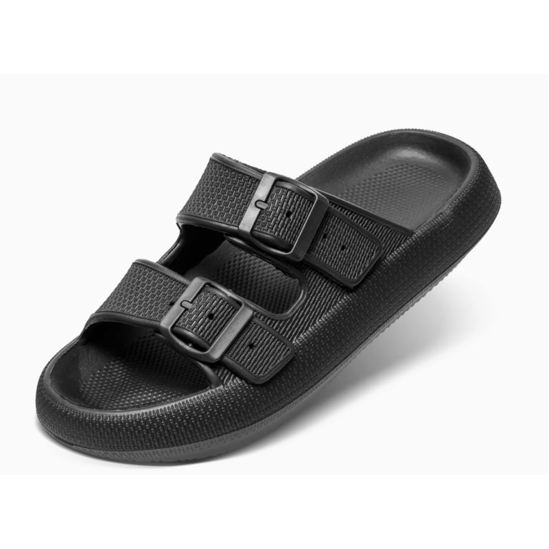 Black 39–40 Cloud Slides Cushioned EVA Sandals with Adjustable Buckles