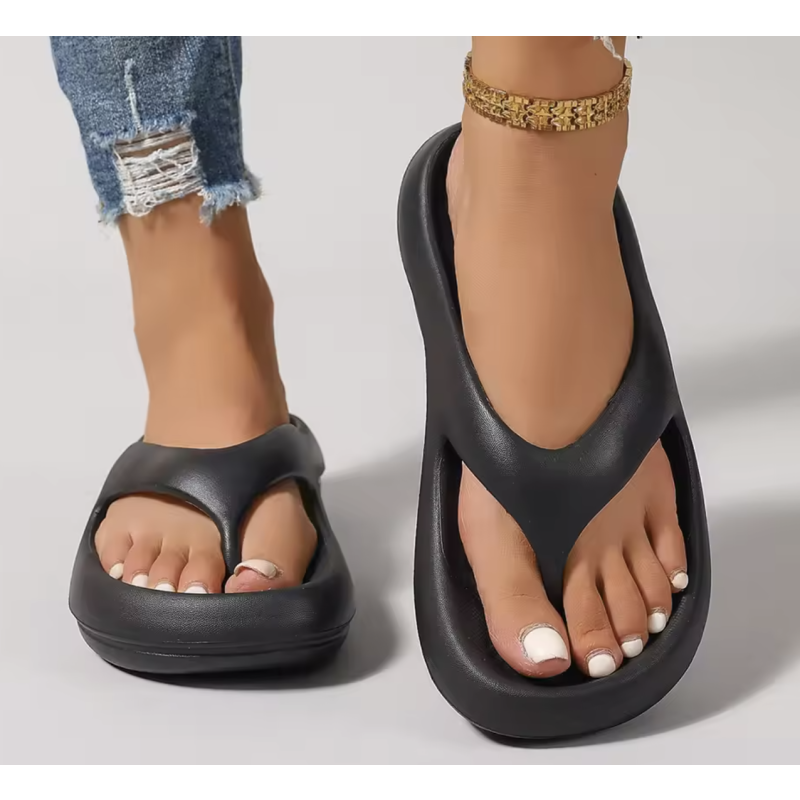 Black 36–37 Women’s EVA Platform Flip Flops Thick Sole Beach Slippers