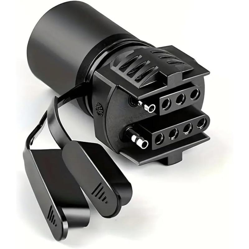 7-Way Round to 4/5 Pins Flat Trailer Adapter Wiring Plug, 12V DC, Black - Ideal for Tr