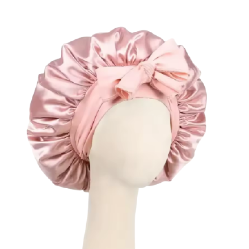 Champagne Satin Sleeping Bonnet with Adjustable Tie Band for Women and Men