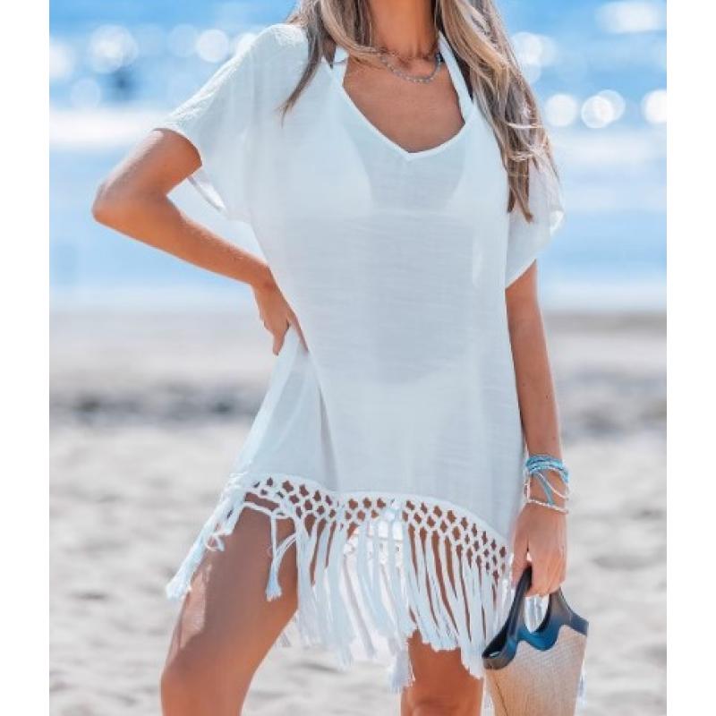 XL Saltwater Mist White Cover-Up Mini Dress