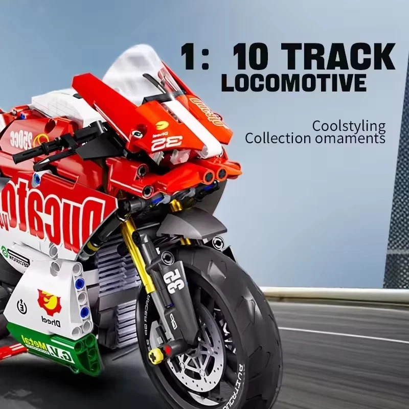 Red 863 pcs, size:no box 1:10 Racer Motorcycle 800 PCS Building Blocks Set 