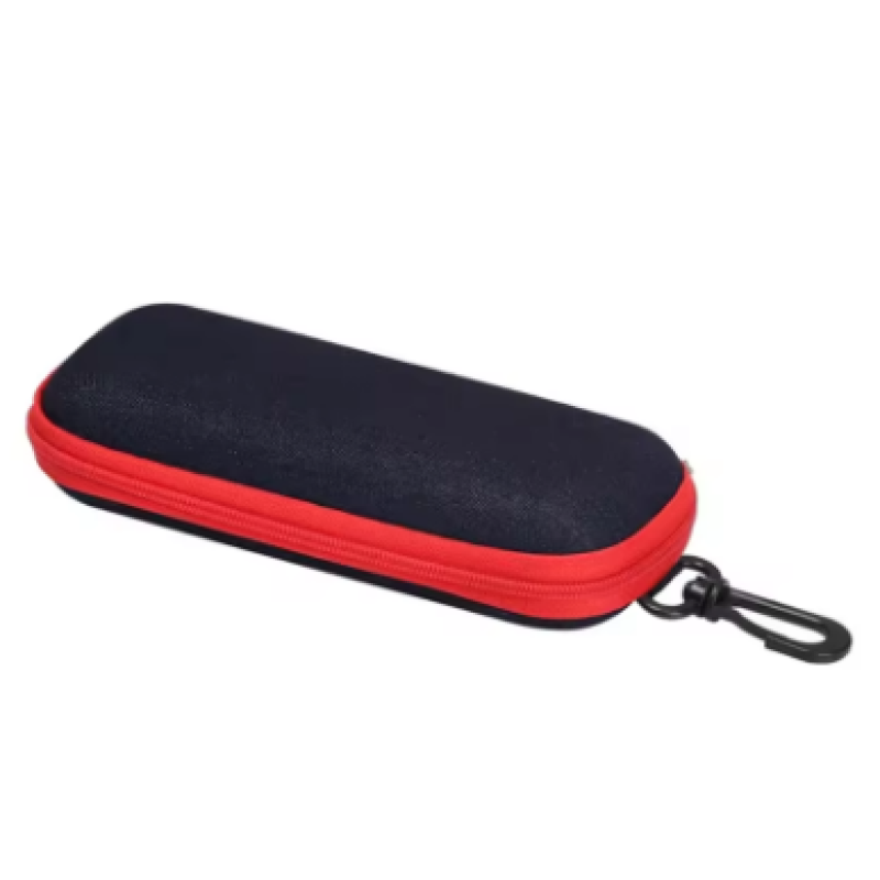 Red Denim fabric glasses case zipper sunglasses protection bag