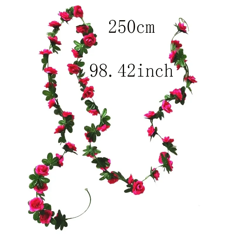 2.5m Rose Artificial Silk For Wedding Garland Fake Plant Flowers Vine Home Room 