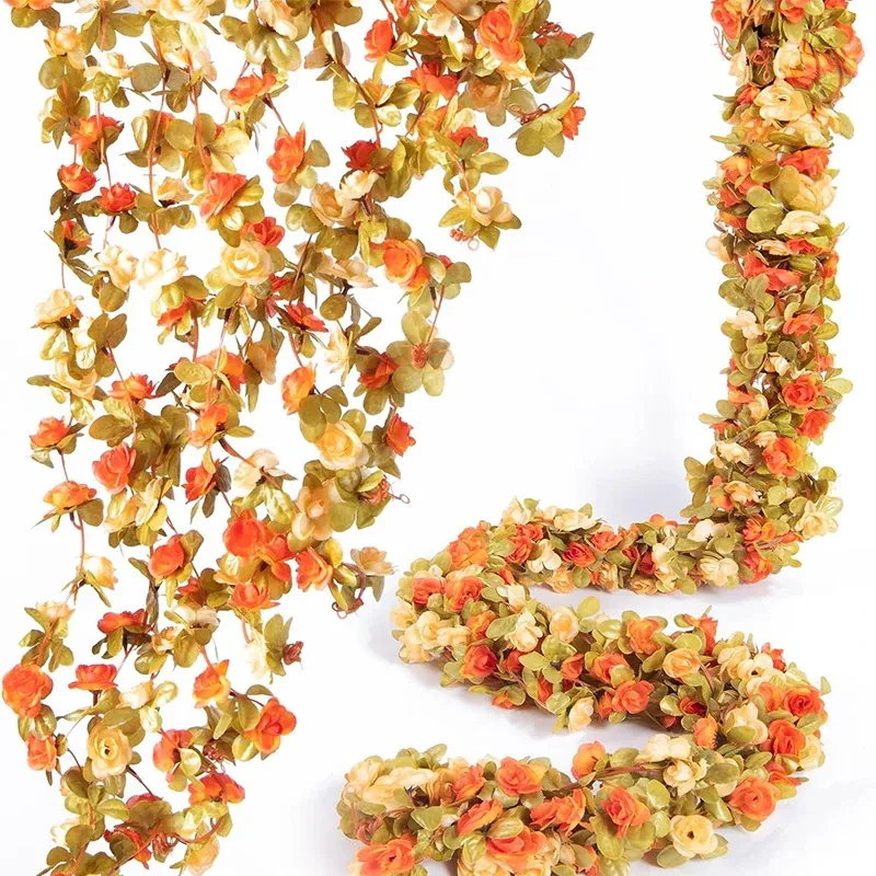 2.5m Rose Artificial Silk For Wedding Garland Fake Plant Flowers Vine Home Room 