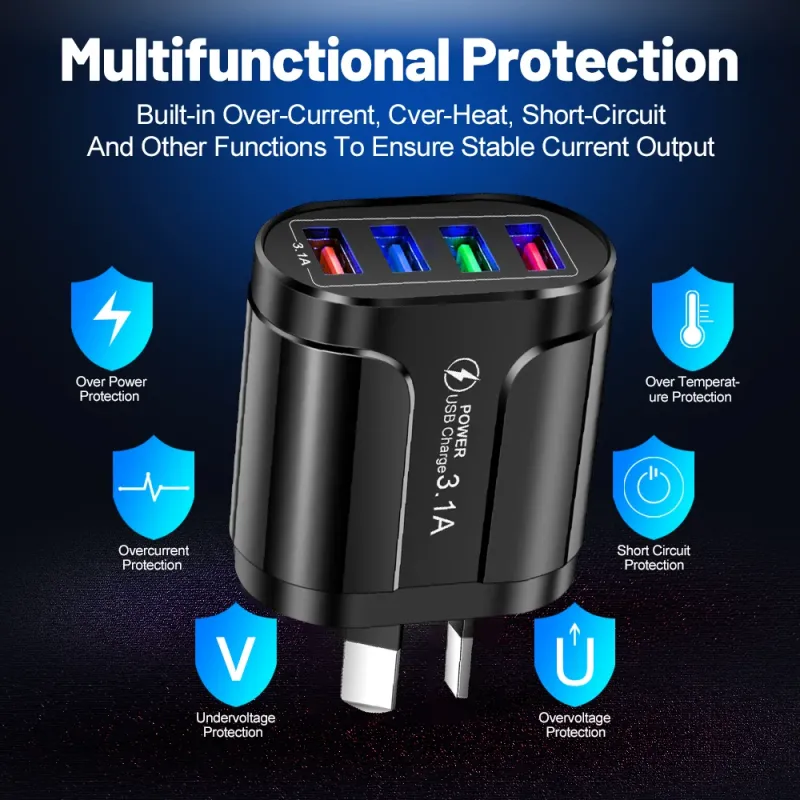 Australian USB Fast Charger AU Plug Quick Charger Mobile Phone Charger 3.1A 