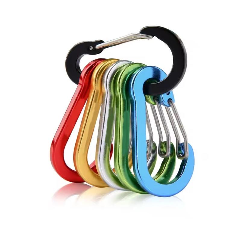 6Pcs Aluminum Alloy Carabiner Keychain Outdoor Camping Climbing Snap Lock Buckle