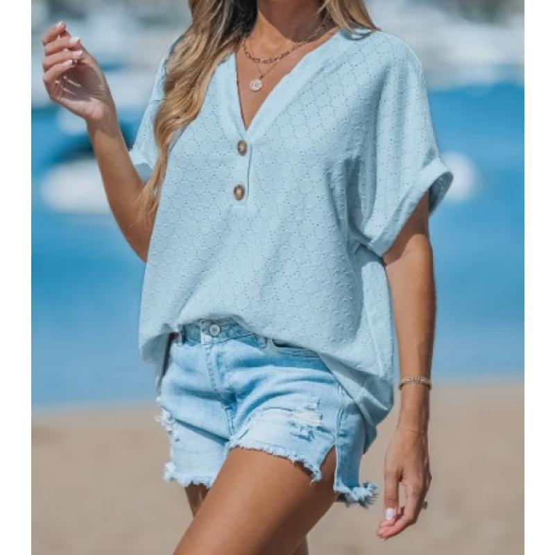 Size L Sky Blue Casual Top – Soft Everyday Wear